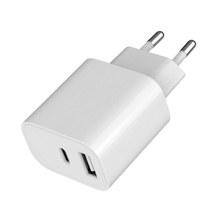 Imagine Incarcator priza 1 x USB-A + 1 x USB type C 2.4A Alb, Gembird TA-UC-2AC12-01