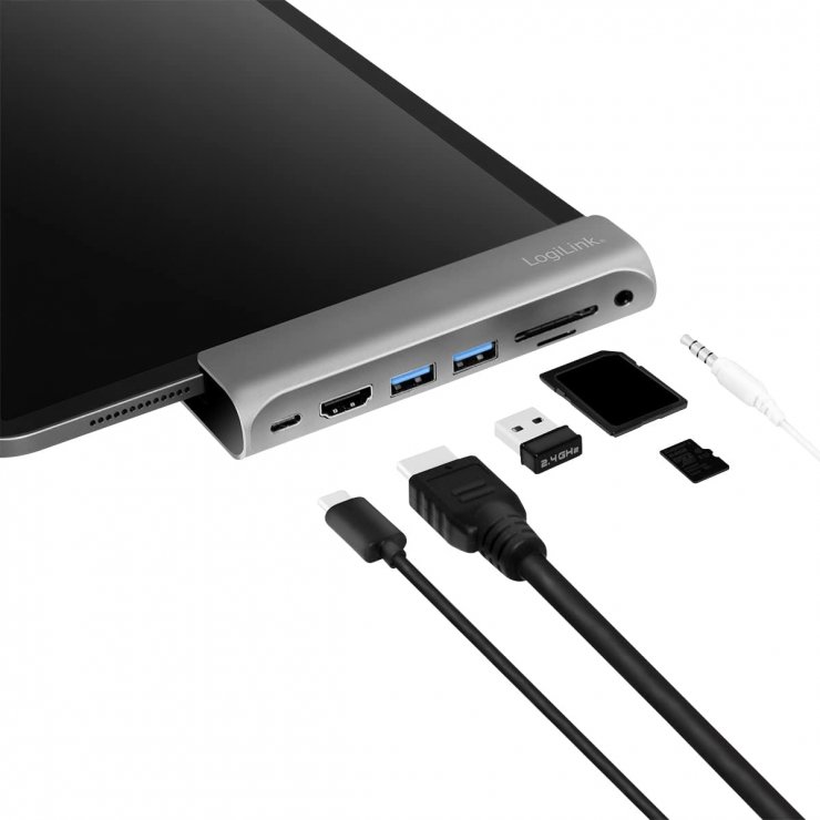 Imagine Docking station USB 3.2 Gen1 type C la HDMI 4K60Hz/2xUSB-A pentru iPad Air/iPad mini/iPad Pro cu PD 60W, Logilink UA0385