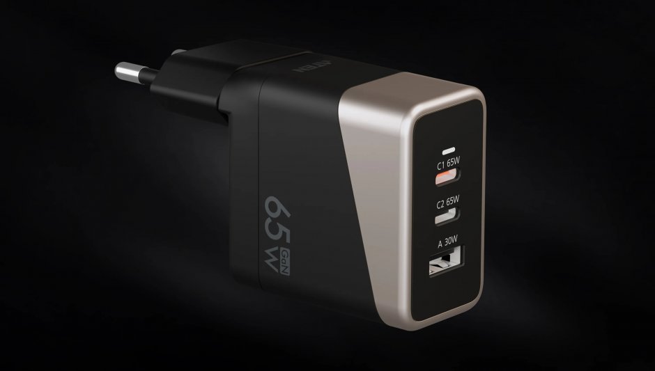 Imagine Incarcator priza 2 x USB type C + 1 x USB-A GaN 65W, ATEN UP365