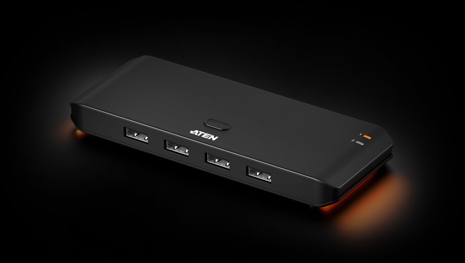 Imagine Sharing switch 2 x 4 USB 2.0 cu alimentare USB-C, ATEN US4224