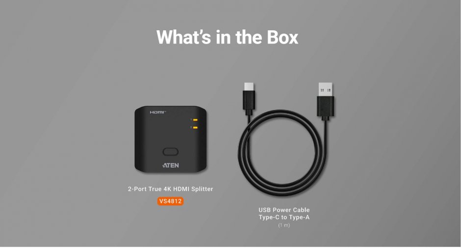 Imagine Multiplicator True 4K60Hz HDMI 2 porturi alimentare USB-C, ATEN VS4812