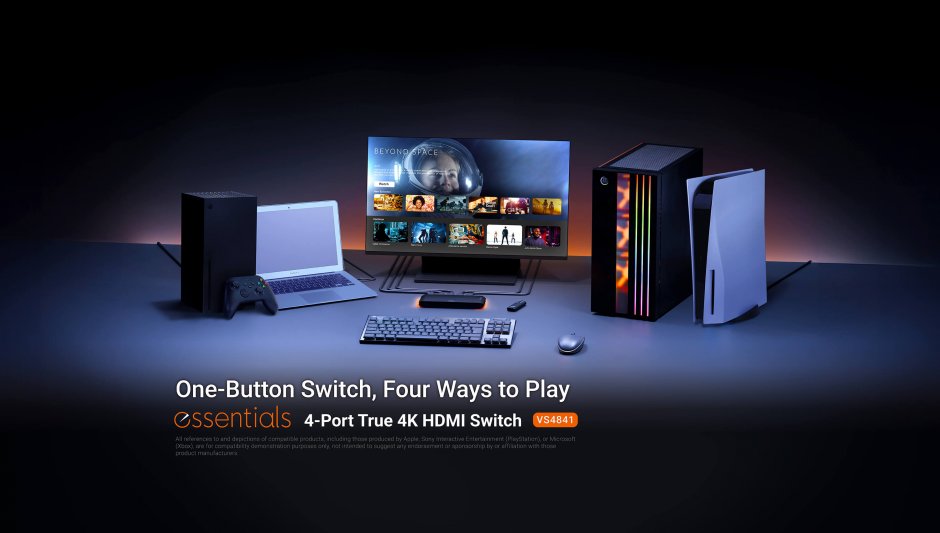 Imagine Switch True 4K60Hz HDMI 4 porturi alimentare USB-C, ATEN VS4841