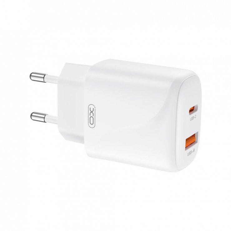 Imagine Incarcator priza USB-A + USB-C 20W + cablu USB type C Alb, XO L158