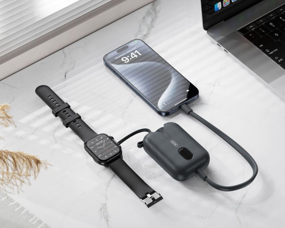 Imagine Power bank 10000 mAh 20W + Wireless watch charger Negru, XO PR260