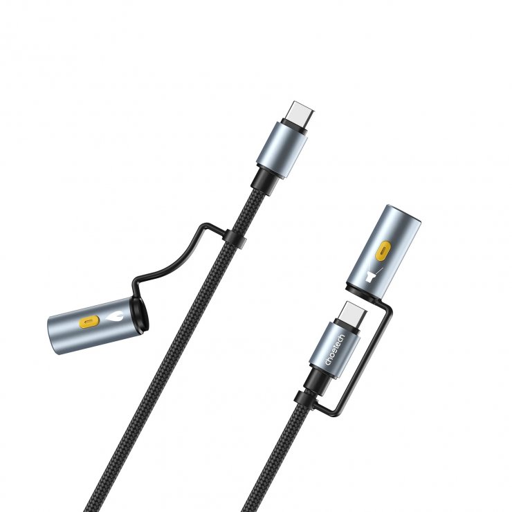 Imagine Cablu USB type C 4in1 60W lampa/bricheta T-T 1.2m brodat Negru, CC1001