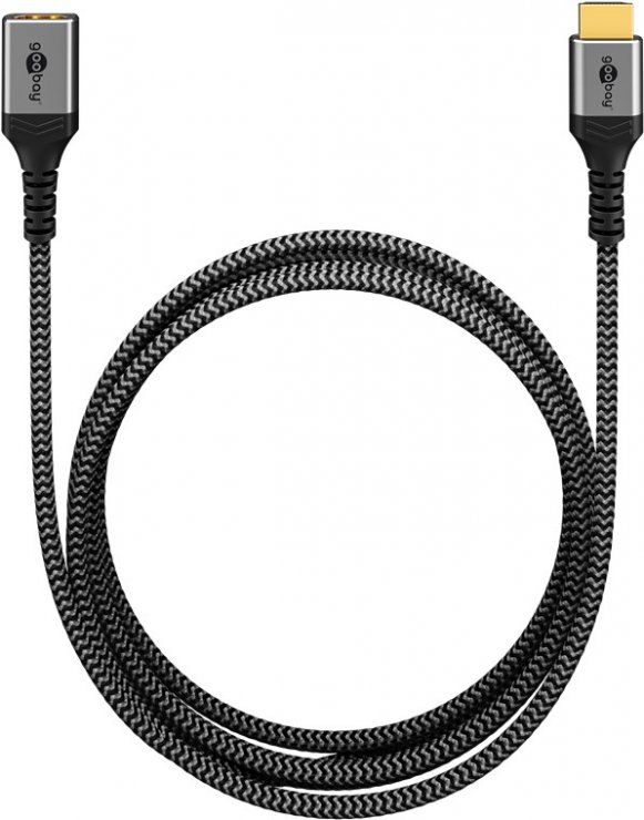 Imagine Cablu prelungitor HDMI 8K60Hz/4K120Hz T-M 1m brodat Alb/Negru, Goobay G79104