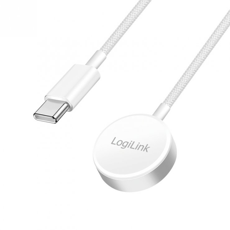 Imagine Cablu de incarcare USB type C pentru Smartwatch Apple Watch 0-10/SE series/Ultra 1/2/3 1m Alb, Logilink PA0379