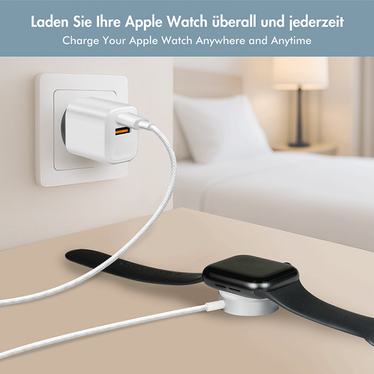 Imagine Cablu de incarcare USB type C pentru Smartwatch Apple Watch 0-10/SE series/Ultra 1/2/3 1m Alb, Logilink PA0379