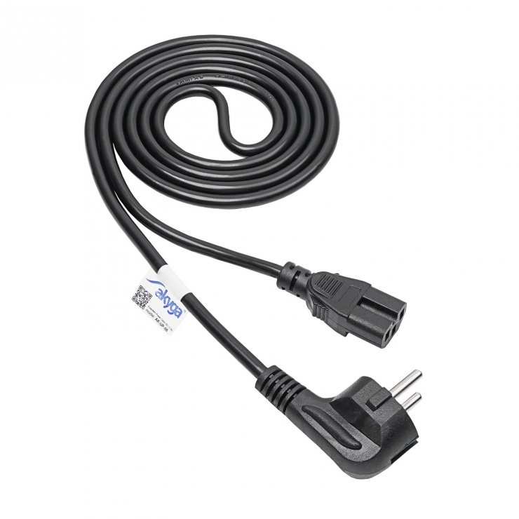 Imagine Cablu alimentare Schuko la IEC C15 CU 1.8m Negru, Akyga AK-UP-08