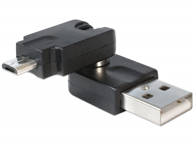 Imagine Adaptor USB 2.0 la micro USB tip B T-T rotativ, Delock 65383