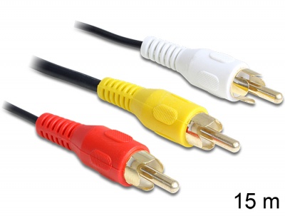 Imagine Cablu audio video 3 x RCA 15m, Delock 85044