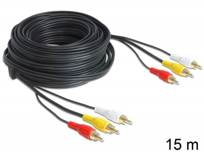 Imagine Cablu audio video 3 x RCA 15m, Delock 85044-1