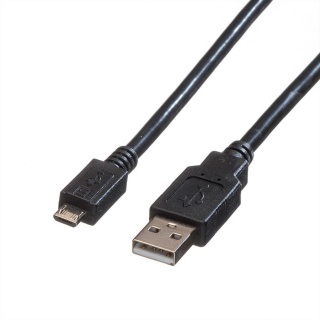 Cablu USB 2.0 la micro USB 0.8m T-T negru, Roline 11.02.8754