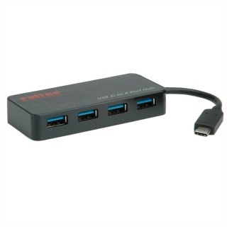 HUB USB 3.0 tip C cu 4 porturi + alimentare, Roline 14.02.5035 