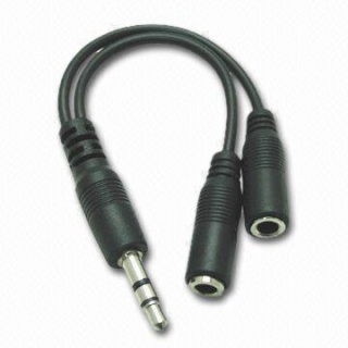 Cablu splitter jack stereo 3.5mm la 2 x jack 3.5mm T-M 10cm, KJR-02A