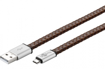 Cablu micro USB-B la USB 2.0 invelis piele T-T 1m, Goobay