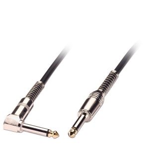 Cablu audio jack mono 6.35mm (pentru chitara) unghi 90 grade T-T 10m negru, Lindy L6039
