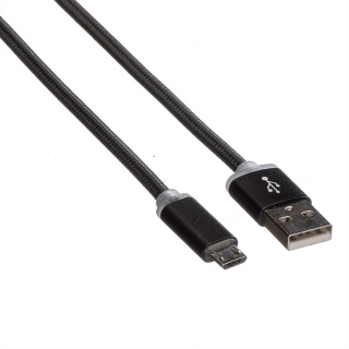 Cablu USB la micro USB pentru incarcare cu indicator LED 1m Negru, Roline 11.02.8318