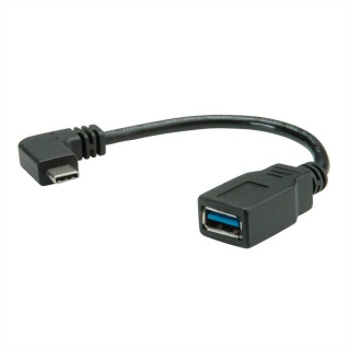 Adaptor USB 3.1 tip C unghi la USB-A T-M Negru 0.15m OTG, Roline 11.02.9031