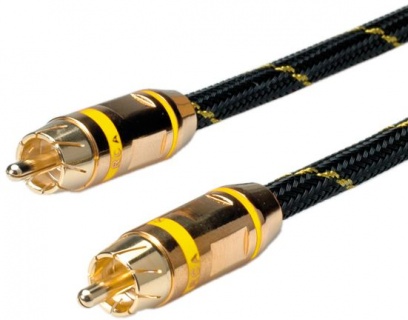 Cablu GOLD audio RCA simplex Galben T-T 2.5m, Roline 11.09.4233