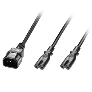 Cablu de alimentare IEC C14 la 2 x IEC C7 2.5m negru, Lindy L30368