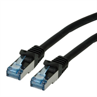 Cablu de retea S/FTP Cat.6A, Component Level, LSOH Negru 0.3m, Roline 21.15.2975