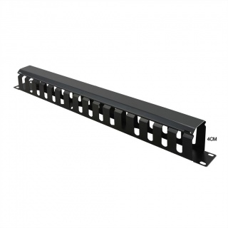 Front Panel 19" 1U cu organizator pentru cabluri 40x40mm RAL7035 Negru, Value 26.99.0304