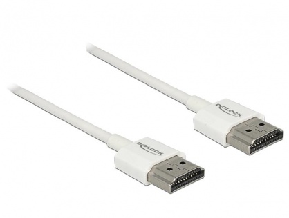 Cablu HDMI v2.0 3D 4K T-T 1.5m Slim Premium Alb, Delock 85126