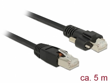 Cablu de retea RJ45 cu suruburi Cat.6 SSTP 5m Negru, Delock 85670