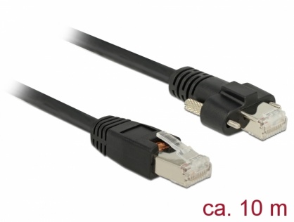 Cablu de retea RJ45 cu suruburi Cat.6 SSTP 10m Negru, Delock 85672
