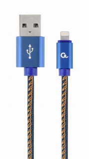 Cablu USB 2.0 la iPhone Lightning Premium jeans (denim) 1m, Gembird CC-USB2J-AMLM-1M-BL 