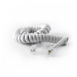 Cablu telefon RJ11 pentru receptor spiralat 2m Alb, KTCBLHE16006B