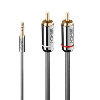 Cablu audio jack 3.5mm la 2 x RCA 3m T-T Antracit Cromo Line, Lindy L35335