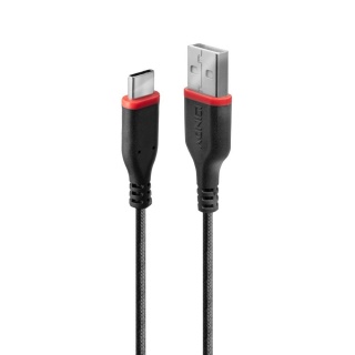 Cablu de incarcare + date USB 2.0 la USB-C rezistent 3A T-T 2m Negru, Lindy L36877