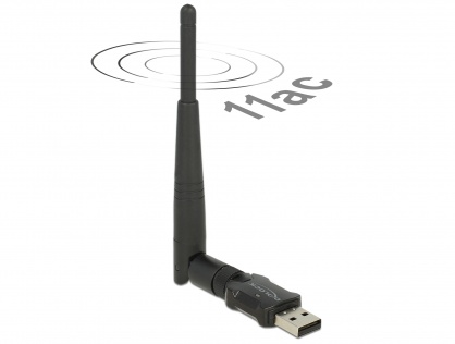 Placa retea USB 2.0 Dual Band WLAN ac/a/b/g/n 433 Mbps cu 1 antena externa, Delock 12462
