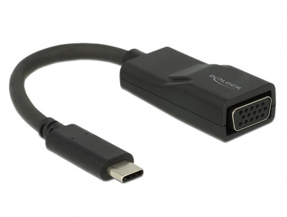 Adaptor USB tip C la VGA (DP Alt Mode) T-M Negru, Delock 62796