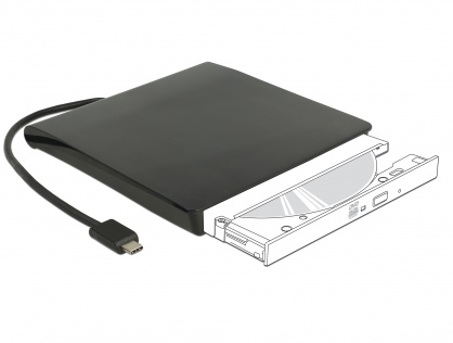 Rack extern USB-C pentru dispozitive 5.25" Slim SATA 12.7mm Negru, Delock 42601