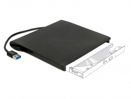 Enclosure extern pentru dispozitive 5.25" Ultra Slim SATA 9.5 mm la USB-A Negru, Delock 42603