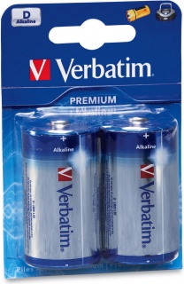 Set 2 baterii tip D alcaline, Verbatim 49923