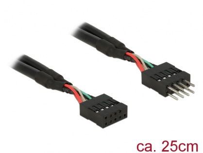Cablu prelungitor pin header USB 2.0 10 pini T-M 25cm, Delock 83873