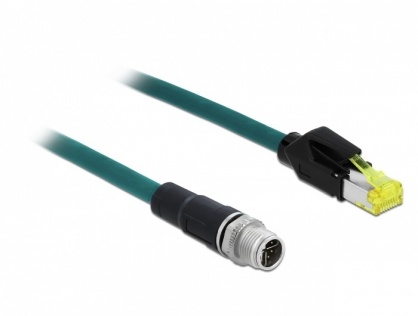 Cablu de retea M12 8 pini X-coded la RJ45 Hirose TPU 2m, Delock 85430