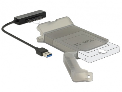 Adaptor USB 3.0 la SATA III pentru HDD 2.5" cu carcasa protectie 15cm, Delock 62742
