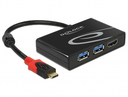 Adaptor USB 3.1 tip C la 2 x USB-A + 1 x HDMI-A (DP Alt Mode) 4K 30 Hz, Delock 62854 