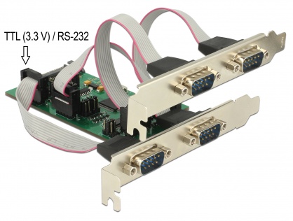 PCI Express cu 3 x Serial RS-232 + 1 x TTL 3.3 V / RS-232 cu voltage supply, Delock 62922