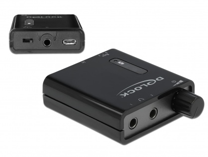 Amplificator audio portabil cu 2 iesiri si bass boost, Delock 64056