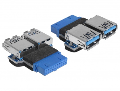 Adaptor USB 3.0 pin header M la 2 x USB 3.0 M, Delock 65324