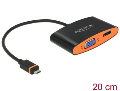 Adaptor SlimPort / MyDP la HDMI/VGA + Micro USB, Delock 65561