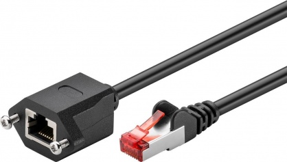 Cablu prelungitor de retea cat 6 F/UTP 0.5m Negru, Goobay 77554