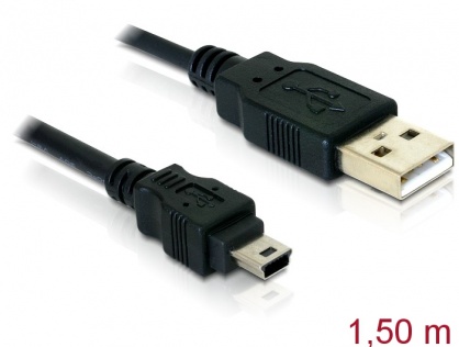 Cablu USB 2.0 la mini USB-B 5pini T-T 1.5m, Delock 82252