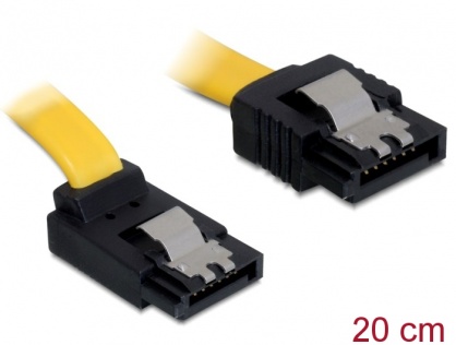 Cablu SATA II 3 Gb/s 20cm drept/jos galben, Delock 82470